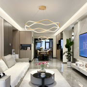 客厅吊灯简约现代2024年全光谱，意式轻奢个性创意环形波浪主灯