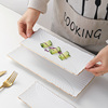 金边长方形盘子陶瓷创意家用西餐盘甜品小吃点心长条盘寿司盘餐具