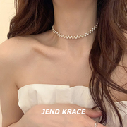 法式双层珍珠项链女2024锁骨，链轻奢小众高级感颈链配饰