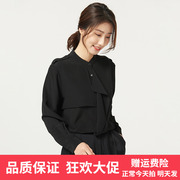 真丝衬衫女2023春秋时尚气质，百搭立领纯色上衣，桑蚕丝长袖衬衣