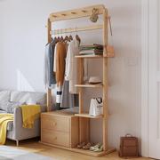实木衣帽架落地卧室家用挂衣架收纳柜一体现代简约多功能置物架子