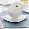 纯白骨瓷欧式浮雕餐具45%骨粉健康碗碟，盘子鱼盘汤面碗陶瓷碗单个
