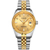 金色全自动镂空机械瑞士钢带手表男时尚，夜光日历圆形普通国产腕表