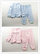点点鹿婴幼儿春秋装，女宝男童内衣纯棉，纯色开档睡衣套装蓝色粉色