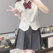 墨秋jk原创设计椿日和白色短袖衬衫日系学院风收腰显瘦上衣女