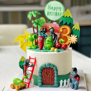 植物僵尸蛋糕装饰摆件 生日烘焙配件 派对甜品台布置用品 8个装