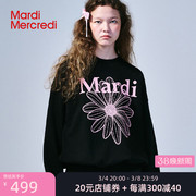 MardiMercredi小雏菊黑粉印花圆领卫衣宽松休闲百搭男女全棉