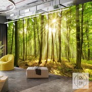 大自然风景壁纸树林森林背景，布装饰(布装饰)瑜伽，壁画餐厅墙布绿色植物墙纸