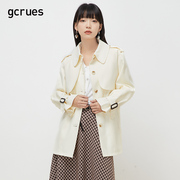 gcrues法式风衣女款2024年中长款风衣收腰小个子气质时尚外套