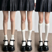 jk袜子夏季中筒学院，风日系制服袜基础款短袜，天鹅绒黑色及膝小腿袜