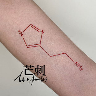 芒刺原创文身贴组胺，红色化学式防水持久纹身贴tattoosticker