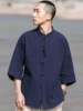 日系亚麻衬衫男女春秋季中国风唐装七分袖中式棉麻休闲薄款衬衫