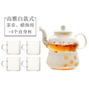 陶瓷花茶壶花茶具透明杯，玻璃花草水果，花果茶壶耐热蜡烛加热套装