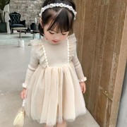 童装女童秋装毛衣连衣裙2024洋气，针织裙子儿童，宝宝长袖公主裙