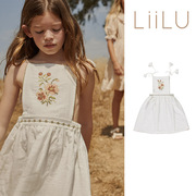 33 雯的店 Liilu 儿童有机棉白色刺绣露背系吊带连衣裙