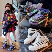 儿童中帮运动鞋2024春女童鞋，韩版小白鞋男童板鞋中大童休闲鞋
