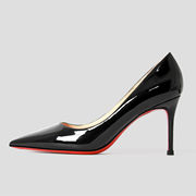 新红底高跟鞋女细跟舒适优雅单鞋黑色漆皮性感，尖头cl同款女鞋