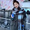 蓝色格子围巾仿羊绒女秋冬韩版保暖2024新款潮披肩防寒保暖围脖