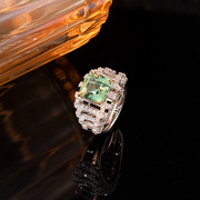 太府珠宝18k金钻石(金钻石)镶嵌天然薄荷绿碧玺戒指高级复古款精切绿碧玺