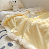 ins奶油风纯色羊羔绒毛毯加厚保暖牛奶，珊瑚绒毯子单人办公午睡毯