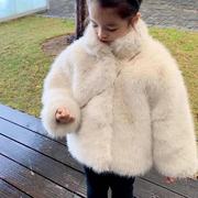 女童加厚洋气仿狐狸毛皮草(毛皮草)外套韩版冬季宝宝毛毛大衣童装保暖