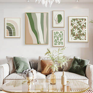 DIY手绘莫兰迪色小清新绿植数字油彩画北欧现代客厅卧室ins装饰画
