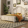 美式白色全实木高箱双人床风格，家具1.8米婚床原木欧式铺板床卧室
