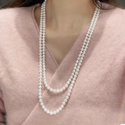 天然淡水珍珠项链长款一米二120cm一米六160cm两圈三圈珍珠毛衣链