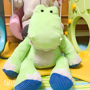 出口2岁中性绿灯芯绒大嘴，恐龙儿童安抚玩偶睡觉抱抱毛绒玩具