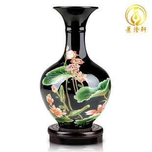 景德镇陶瓷器花瓶摆件客厅插花现代中式家居电视柜干花装饰品瓷瓶