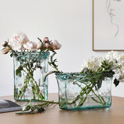 高档西班牙进口手工环保玻璃现代欧式简约花瓶客厅餐桌，高花瓶(高花瓶)摆件