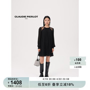 CLAUDIE PIERLOT Outlet女装黑色蕾丝百褶连衣裙短裙CFPRO02063
