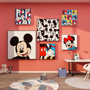 迪士尼米奇老鼠立体贴纸儿童区房间，墙面装饰女孩，卧室床头公主壁画