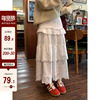 乌77韩版白色蕾丝蛋糕，裙女松紧高腰，遮胯显瘦宽松百搭中长款裙子冬