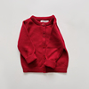 春秋婴幼儿童男女宝宝酒，红色纯棉线针织，圆领小厚毛衣开衫外套