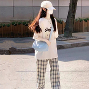 短袖时尚运动套装女夏季宽松显瘦韩版学生网红炸街休闲两件套跑步