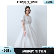 TeenieWeenie小熊女装2024年夏季短袖连衣裙棉质泡泡布开叉裙