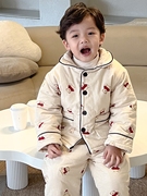儿童睡衣秋冬男宝宝棉衣三层，加厚小童男孩冬季珊瑚绒家居服套装