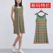 清仓捡漏~时尚爆款夏季薄款女装妈妈吊带背心连衣裙大码洋气显瘦
