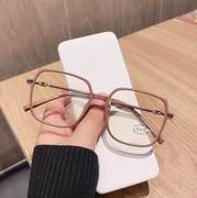 2021大框平光镜 磨砂咖啡色素颜潮眼镜框 学生防蓝光近视眼镜