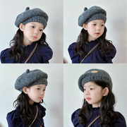 女童帽子秋冬款儿童贝雷帽，女孩蓓蕾帽，冬季女宝宝毛线帽2023潮