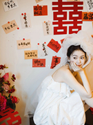 顺便买卖新中式结婚拍照背景墙小卡片贴纸喜字婚房装饰墙贴贴纸