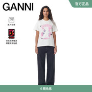 龙年限定系列ganni图案印花白鹭，色纯棉圆领短袖t恤t3886135