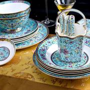 高端餐具景德镇陶瓷器碗碟套装，组合家用珐琅彩骨瓷，米饭碗面碗汤碗