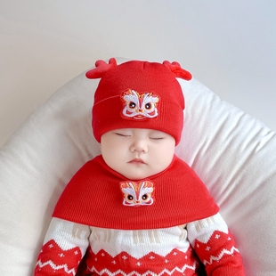 婴儿小帽子可爱纯棉囟门套头帽秋冬胎帽0一1岁男女宝宝秋冬季