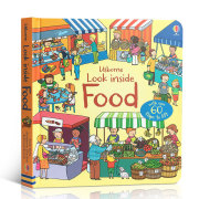 usborne英文原版绘本lookinsidefood看里面系列:食物，了解食物的生产过程对食物，感兴趣不浪费食物儿童启蒙科普纸板翻翻书