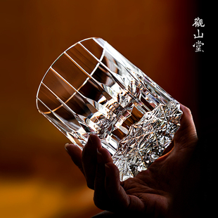江户切子星芒杯高端手工无铅k9水晶杯威士忌洋酒杯，高级感礼物杯子