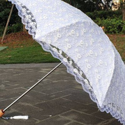 二折黑胶蕾丝刺绣花米色黑色防紫外线防晒遮阳太阳伞晴雨伞洋伞