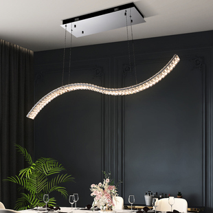 轻奢水晶灯餐厅吊灯长形，一字餐桌灯设计师现代简约创意，饭厅吧台灯