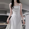 法式白色背心背带连衣裙子女夏季2023收腰气质吊带小白裙长裙